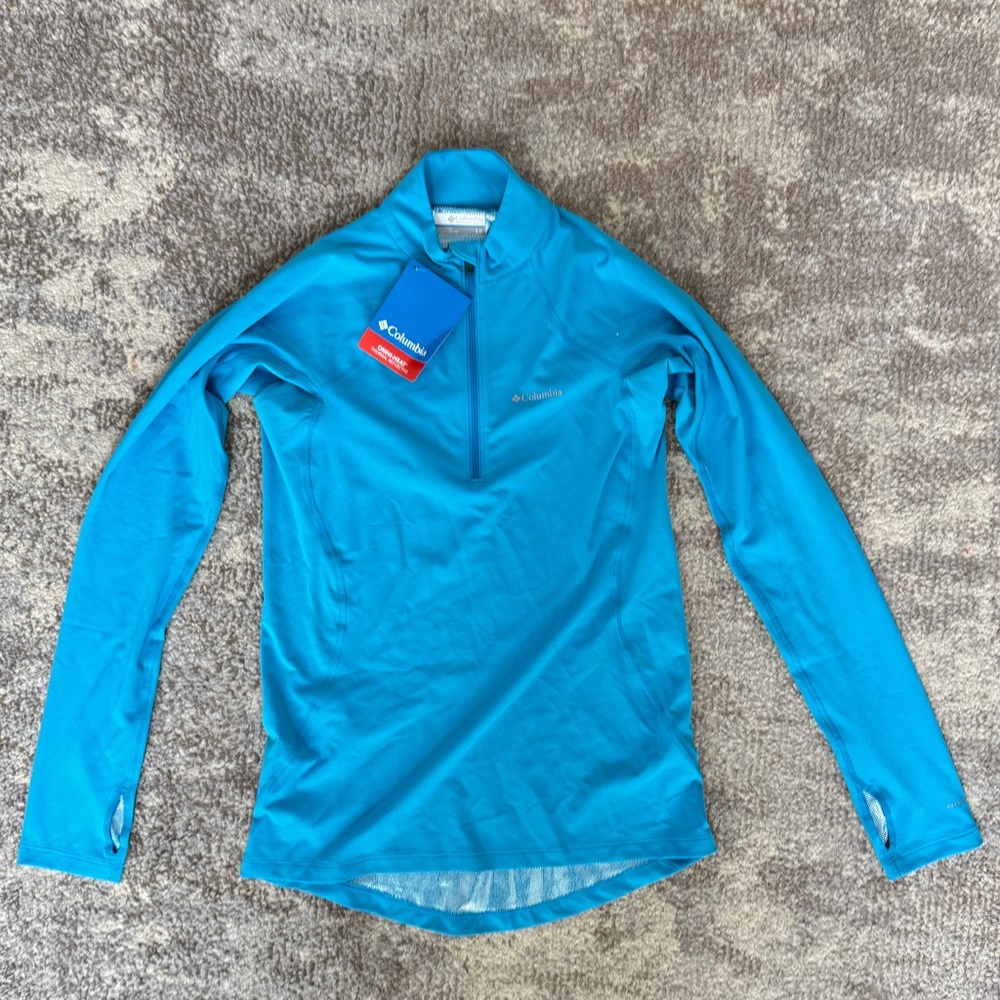 Columbia Womens Midweight Omni Heat Half Zip Baselayer Top Blue Size Small NWT